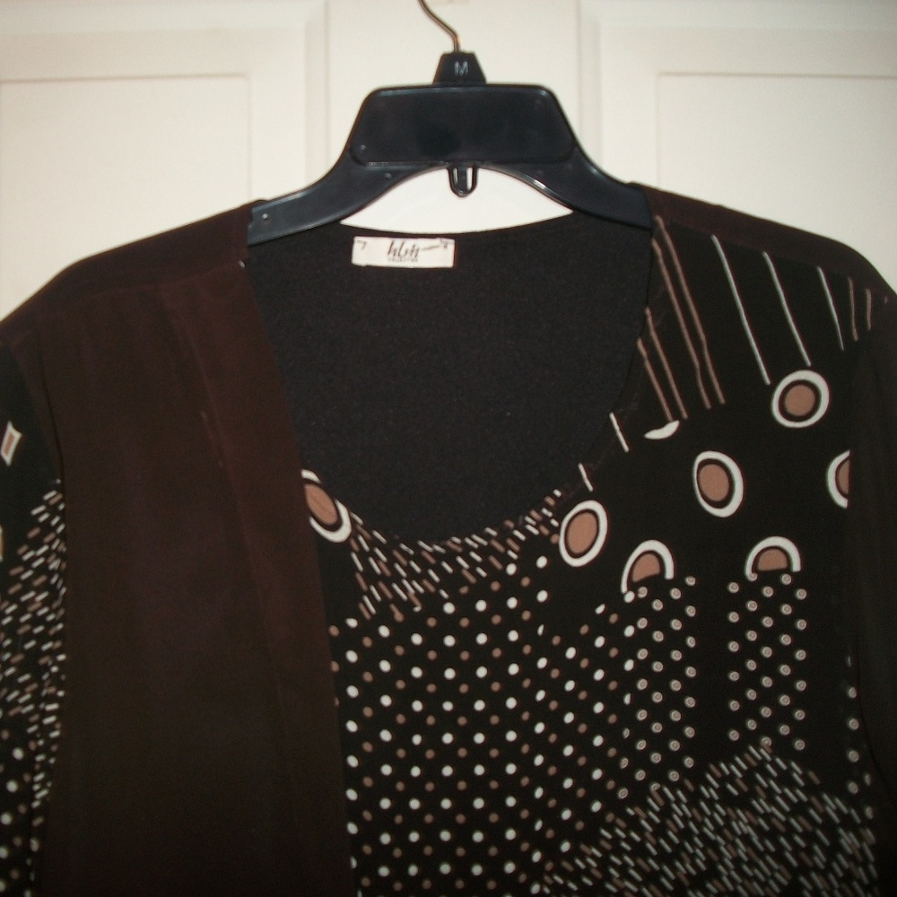 Hlm Collection Multi-Pattern Blouse 0x Nwot - image 3